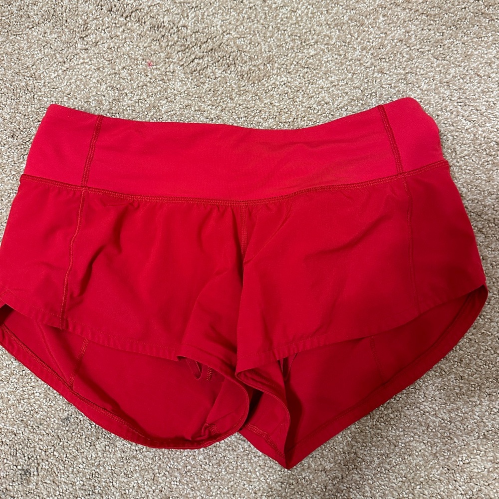 Red speed up lululemon shorts